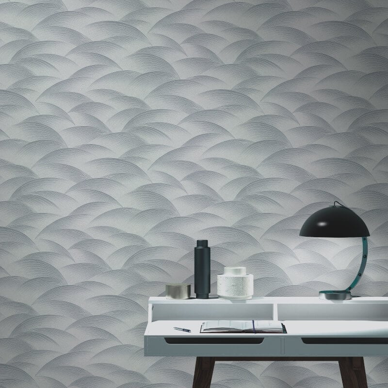Interlocking Waves Metallic Wallpaper - Silver - Erismann - 10372 - 29Wallpaper199