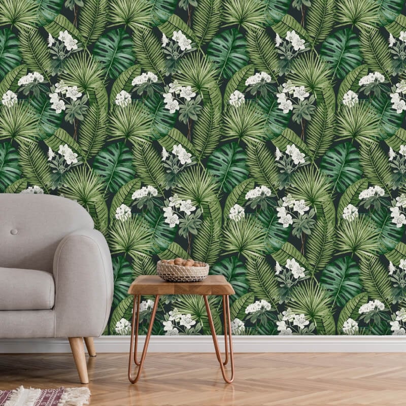Isla Leaf Wallpaper - Black/Green - Muriva - M37804Wallpaper199