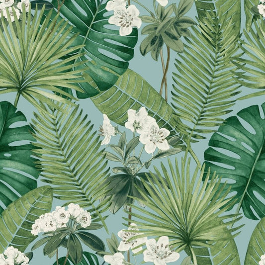 Isla Leaf Wallpaper - Blue/Green - Muriva - M37801Wallpaper199