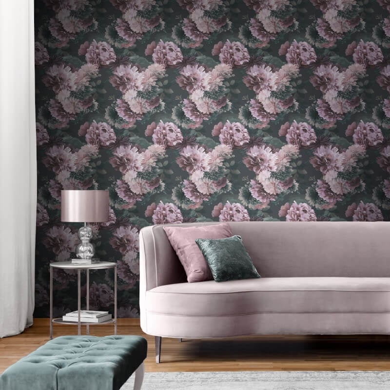 Issey Floral Wallpaper - Green/Blush - Lipsy London - 144061Wallpaper199