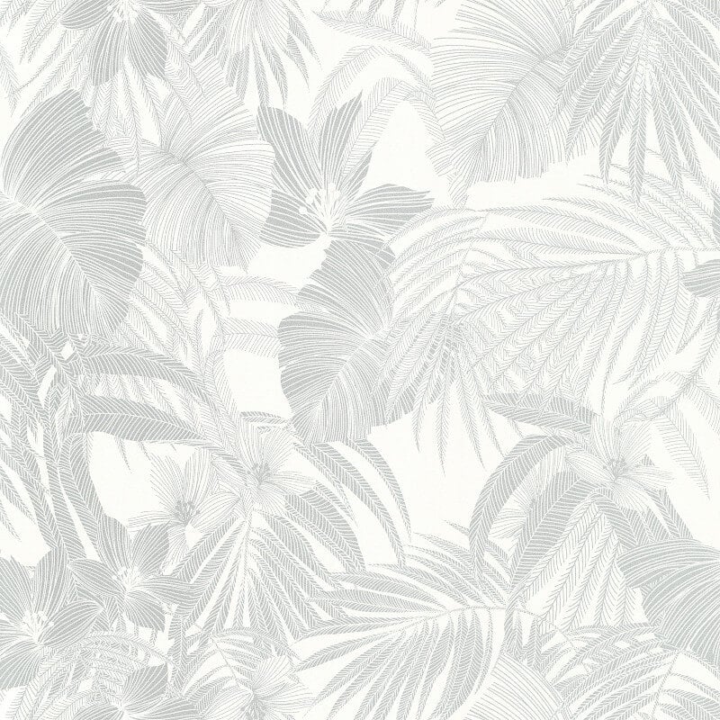 Joelle Leaf Metallic Wallpaper - White/Silver - Grandeco - A51303Wallpaper199