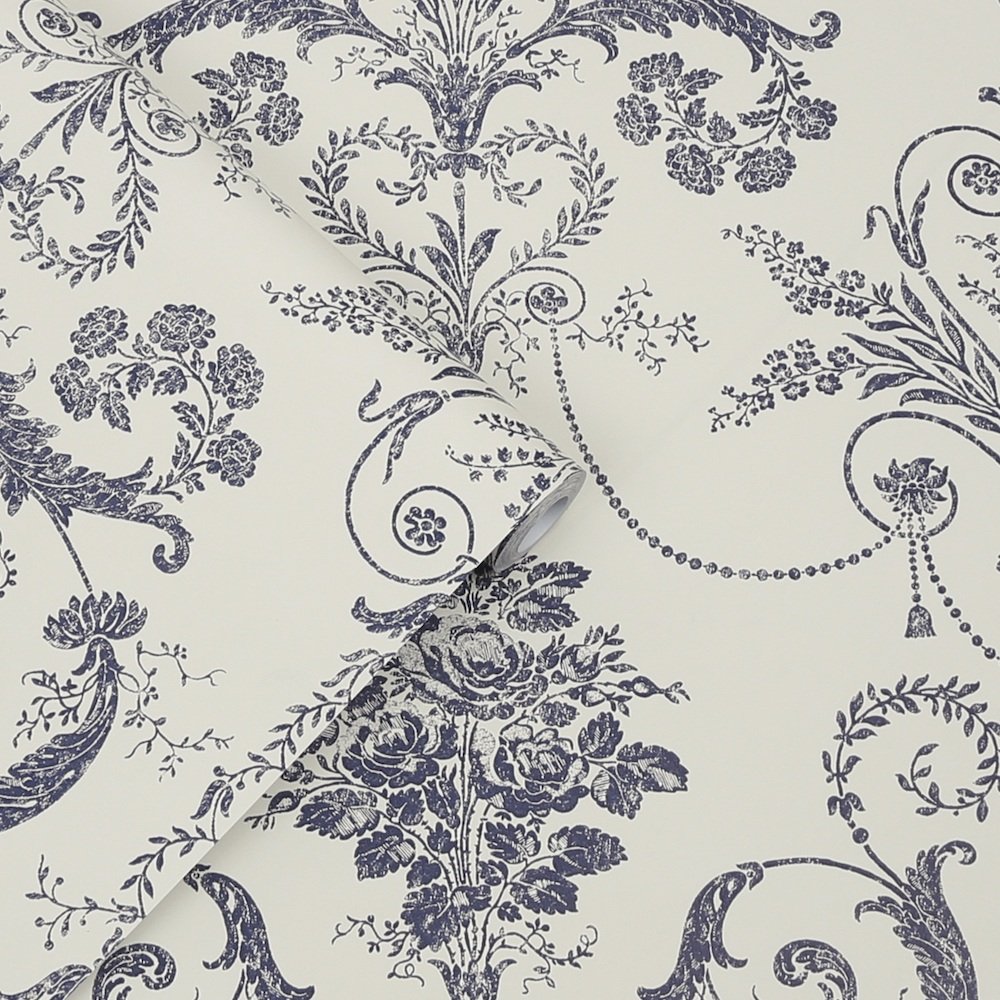 Josette Wallpaper - Off White & Midnight - Laura Ashley - 113387Wallpaper199