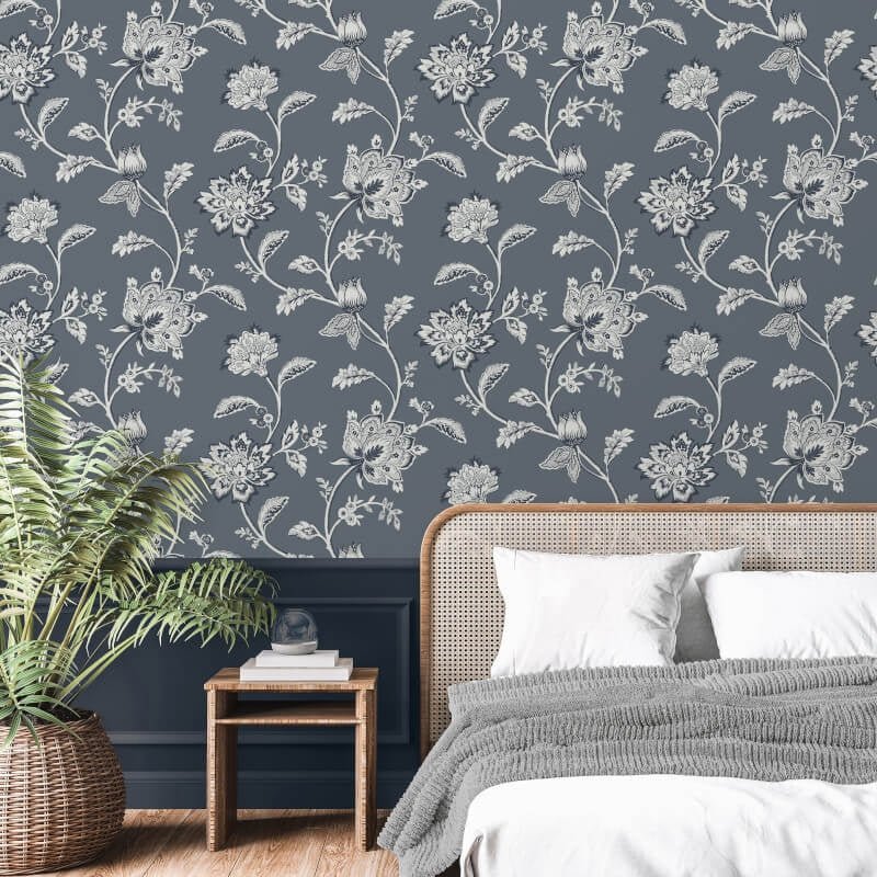 Juliette Floral Wallpaper - Blue - Fine Décor - FD43453Wallpaper199