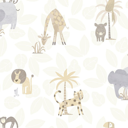 Jungle Friends Wallpaper - Neutral - Holden Décor - 12540Wallpaper199