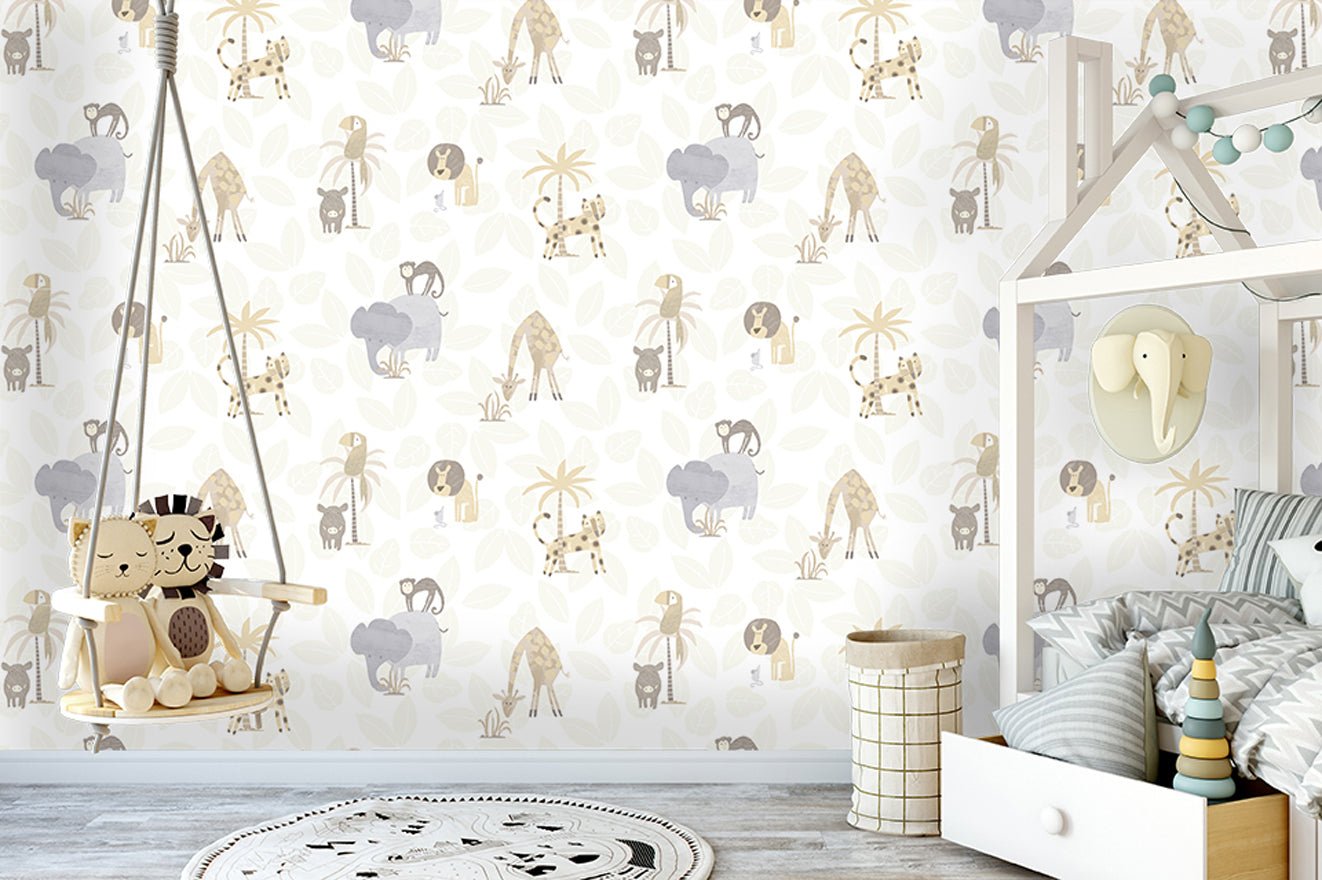 Jungle Friends Wallpaper - Neutral - Holden Décor - 12540Wallpaper199