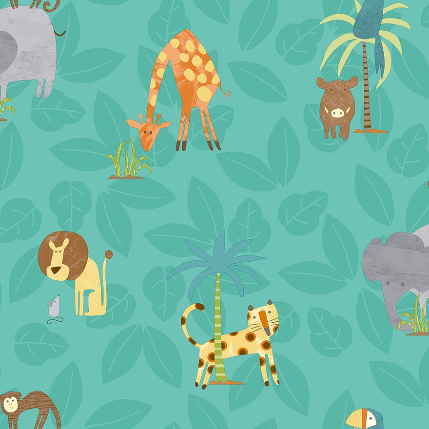 Jungle Friends Wallpaper - Teal - Holden Décor - 12542Wallpaper199