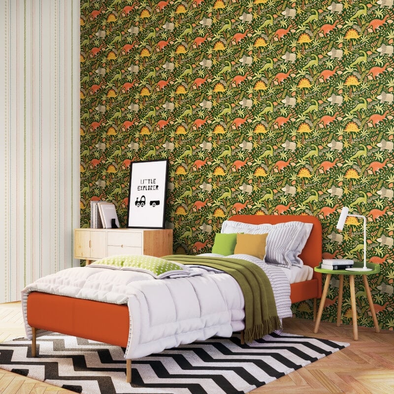 Jurassic Party Wallpaper - Olive Jungle - Hoopla Walls - HWA1309WWallpaper199