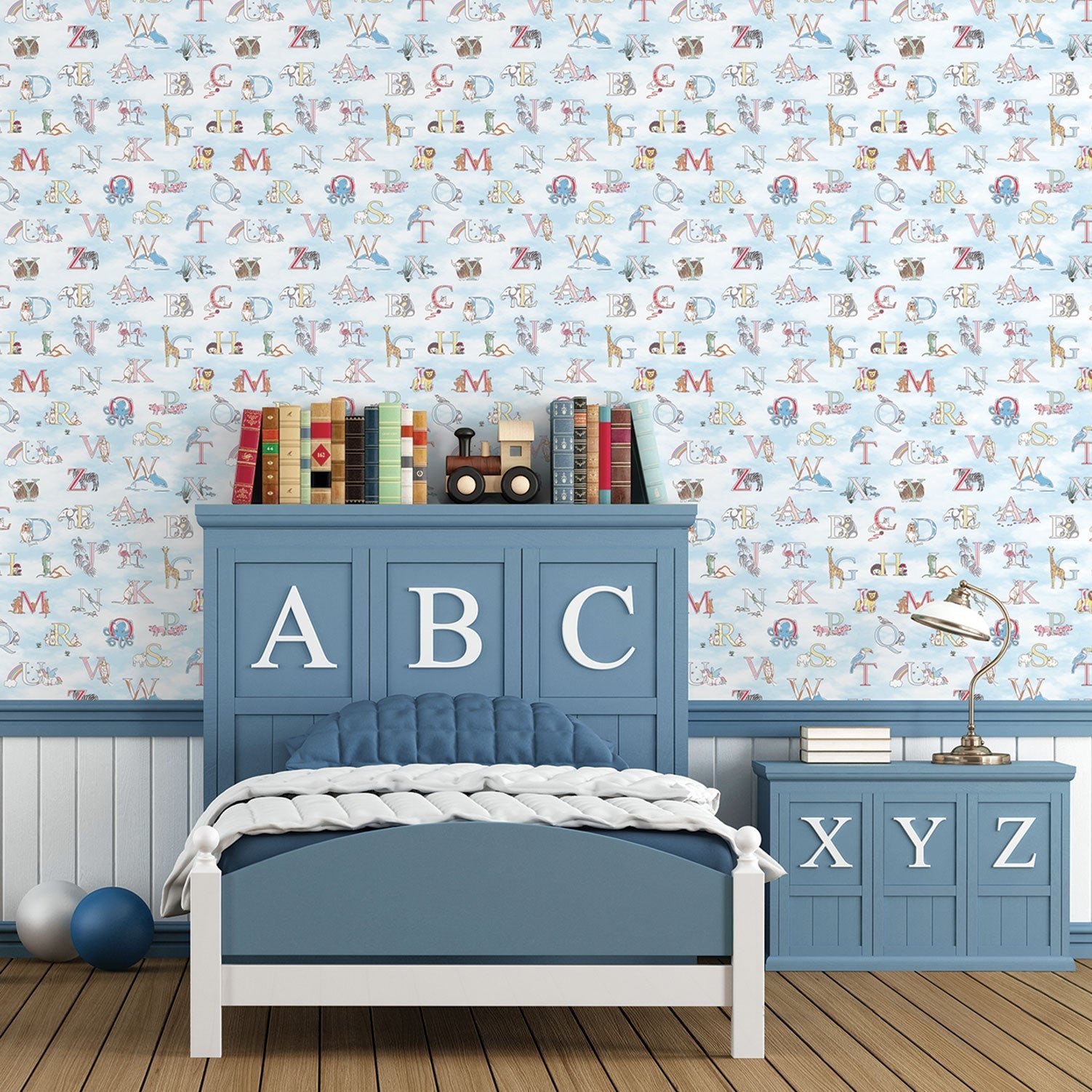 Just 4 Kids 2 Alphabet Wallpaper - Blue / Multi - Galerie - G56537Wallpaper199