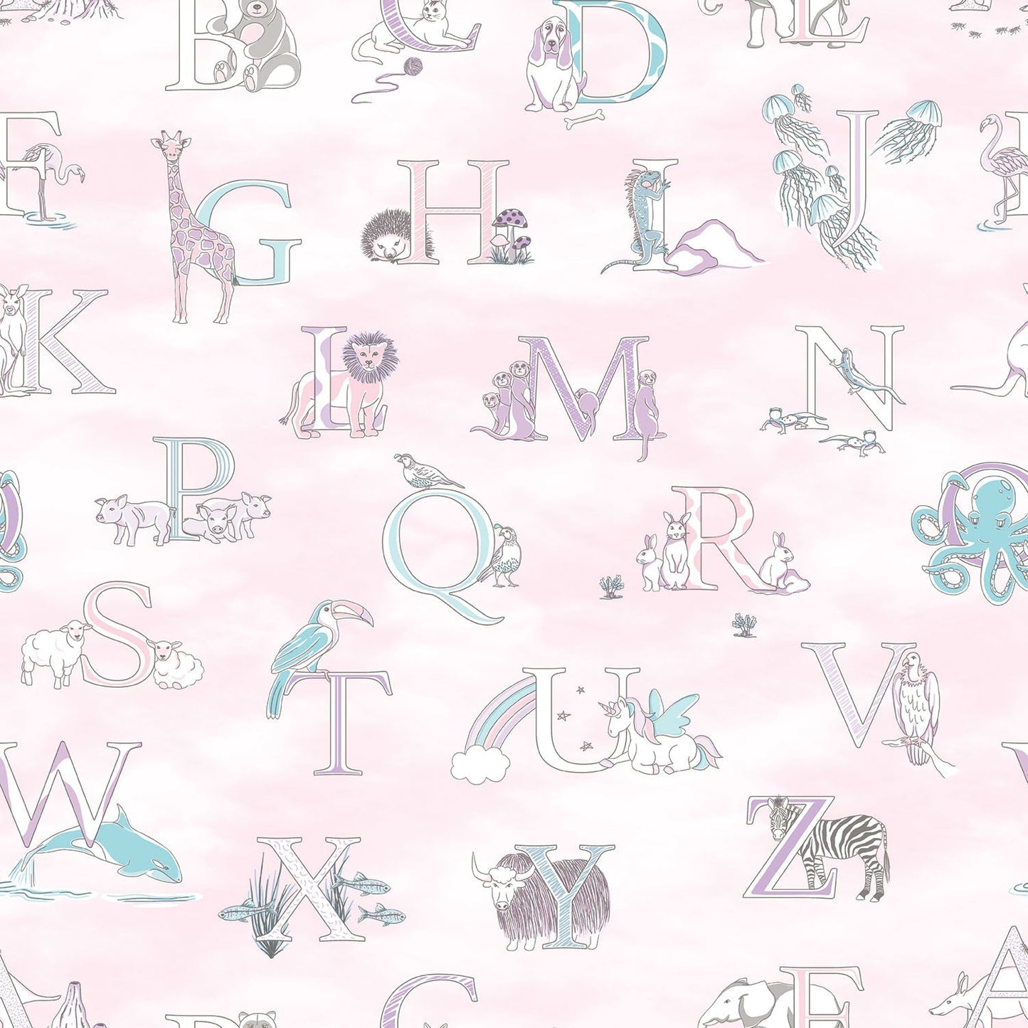 Just 4 Kids 2 Alphabet Wallpaper - Pink - Galerie - G56538Wallpaper199