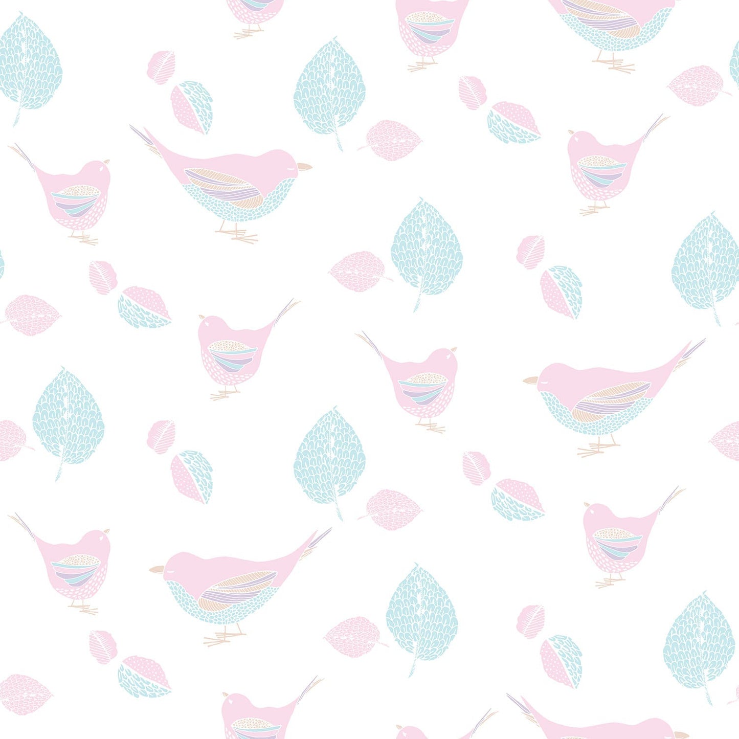 Just 4 Kids 2 Birds Wallpaper - Pink / Aqua - Galerie - G56539Wallpaper199