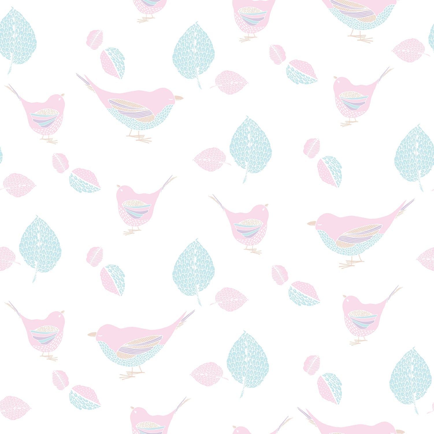 Just 4 Kids 2 Birds Wallpaper - Pink / Aqua - Galerie - G56539Wallpaper199