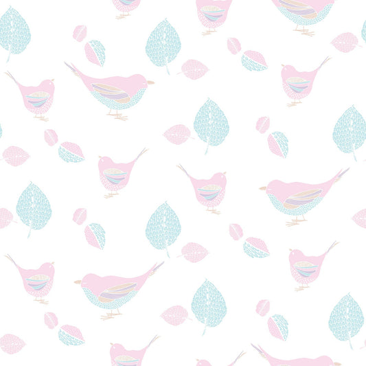 Just 4 Kids 2 Birds Wallpaper - Pink / Aqua - Galerie - G56539Wallpaper199