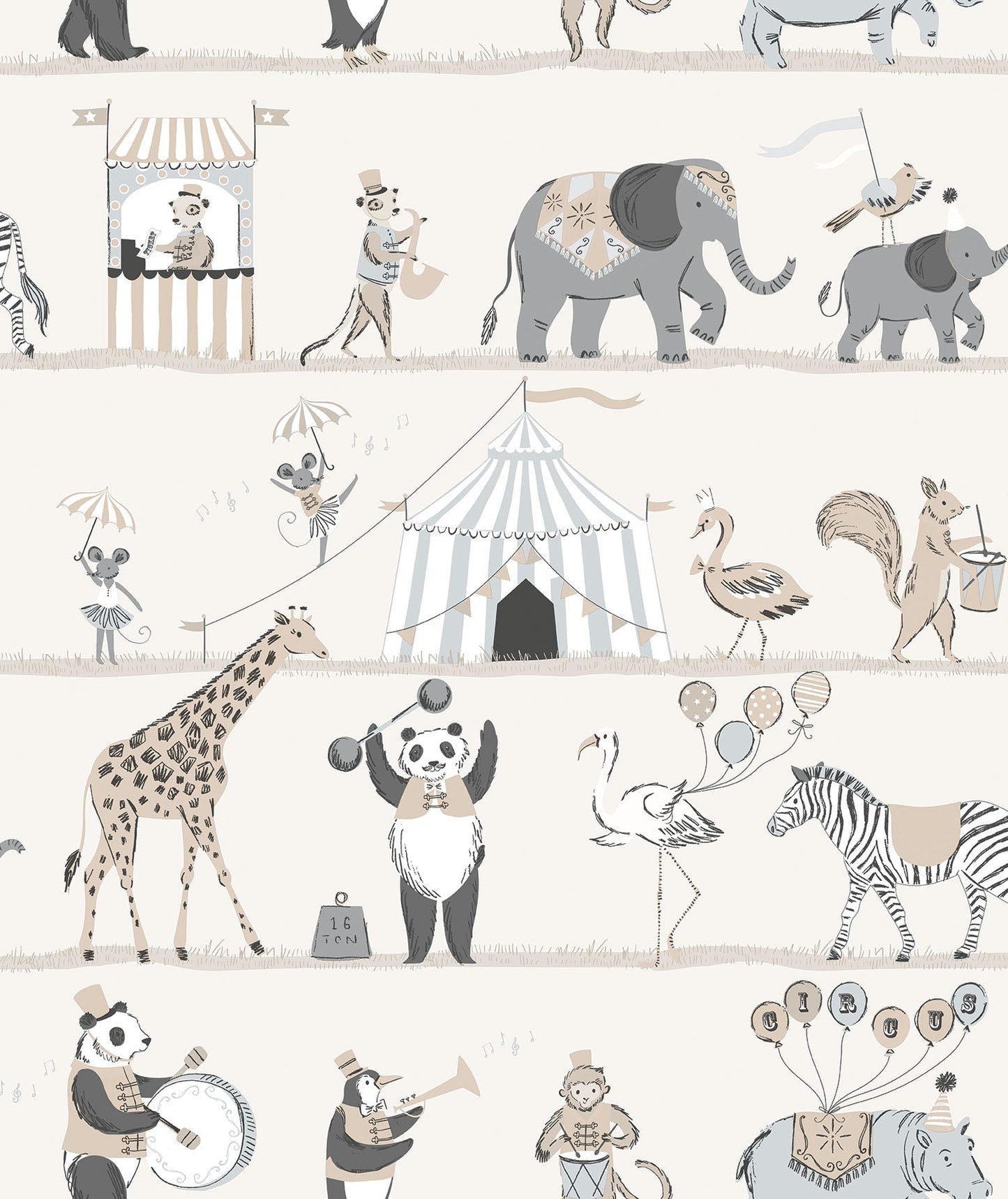 Just 4 Kids 2 Circus Wallpaper - Beige / Grey - Galerie - G56547Wallpaper199