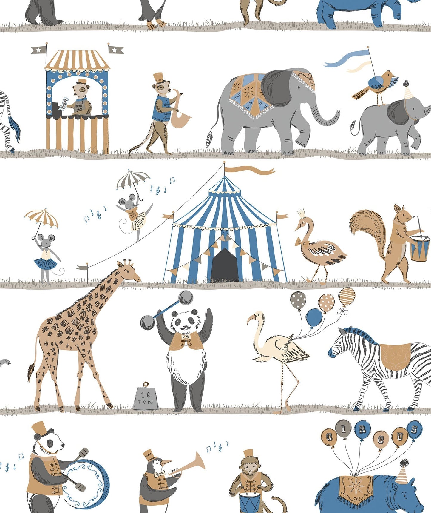 Just 4 Kids 2 Circus Wallpaper - Blue / Brown - Galerie - G56546Wallpaper199
