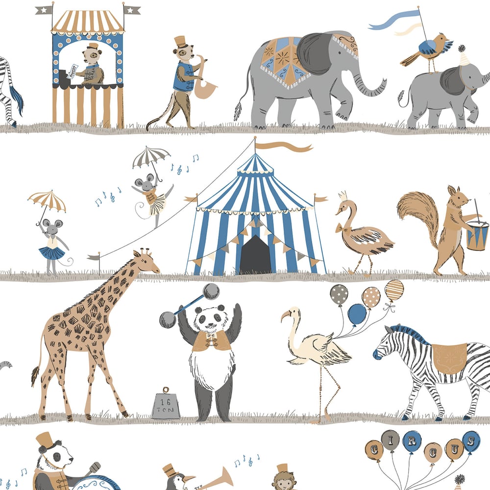 Just 4 Kids 2 Circus Wallpaper - Blue / Brown - Galerie - G56546Wallpaper199