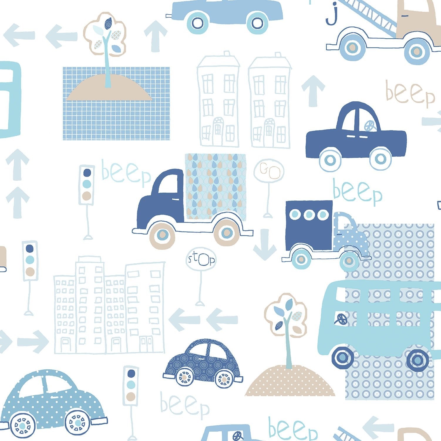 Just 4 Kids 2 City Traffic Wallpaper - Blue / White - Galerie - G56009Wallpaper199
