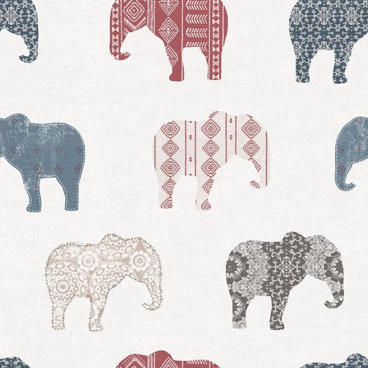 Just 4 Kids 2 Elephants Wallpaper - Red / Beige - Galerie - G56526Wallpaper199