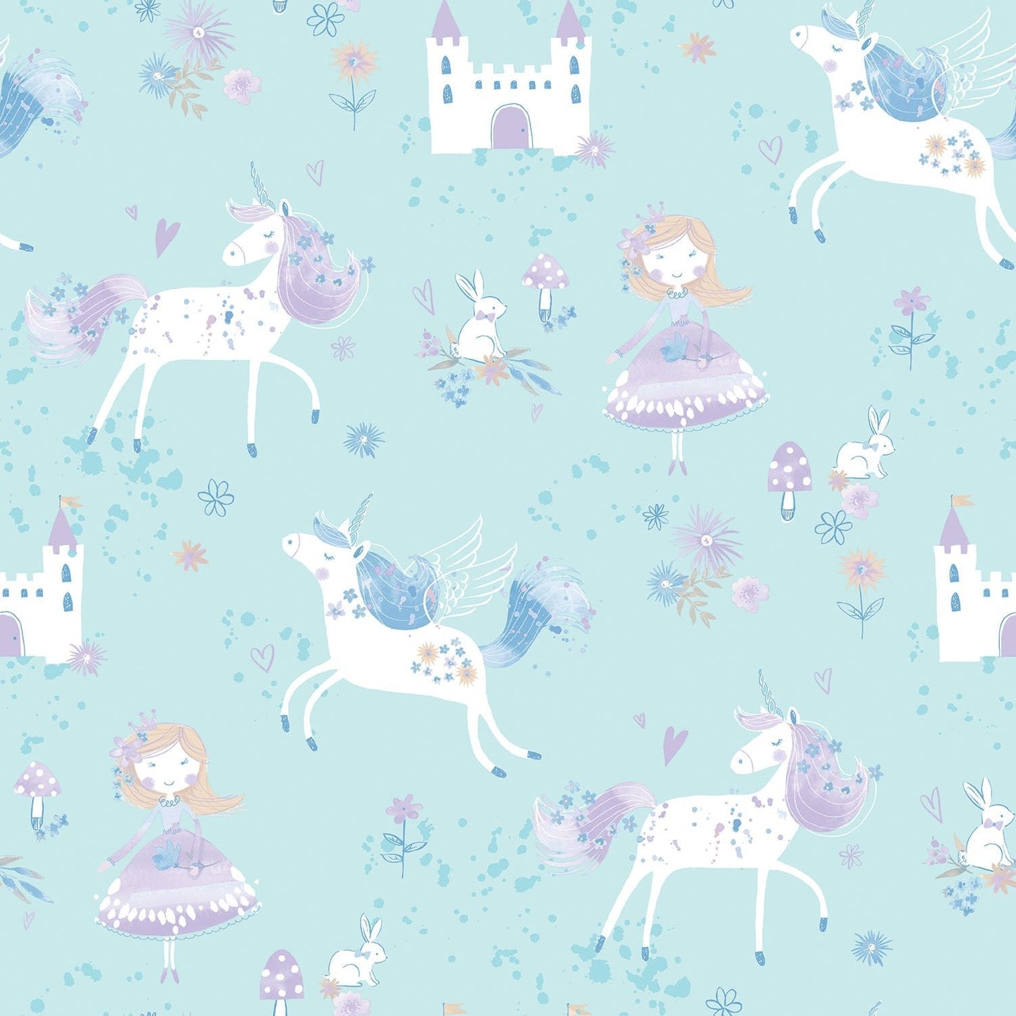 Just 4 Kids 2 Fairytale Wallpaper - Aqua / Lilac - Galerie - G56524Wallpaper199