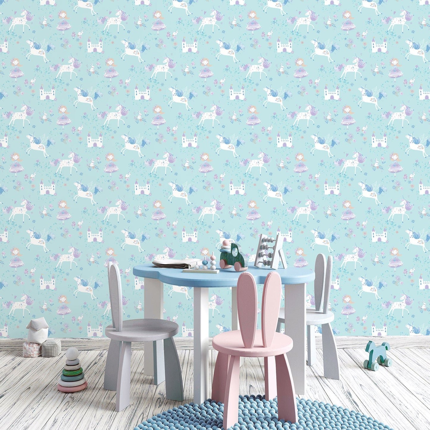 Just 4 Kids 2 Fairytale Wallpaper - Aqua / Lilac - Galerie - G56524Wallpaper199