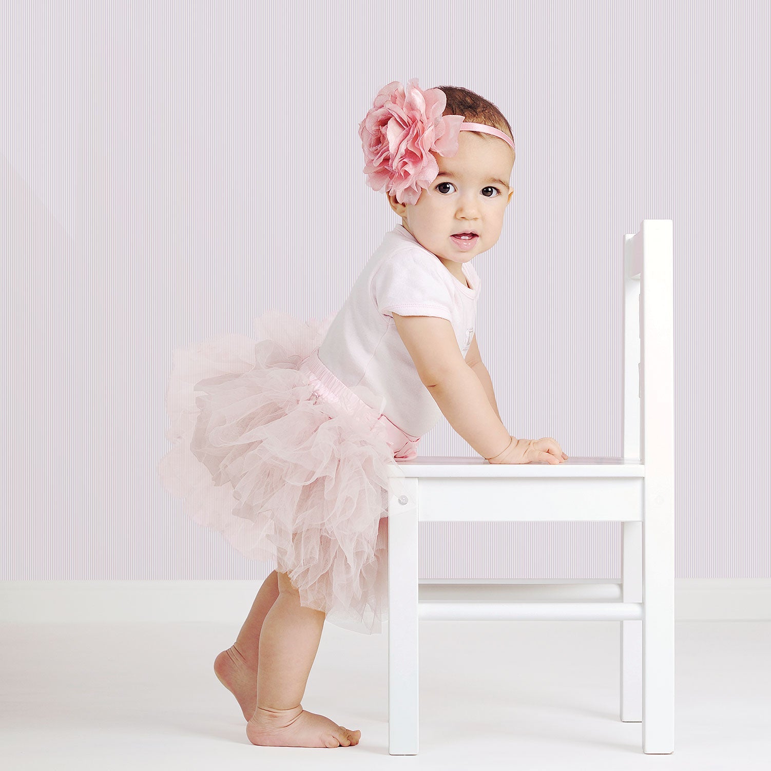 Just 4 Kids 2 Fine Stripe Wallpaper - Lilac / White - Galerie - G56515Wallpaper199