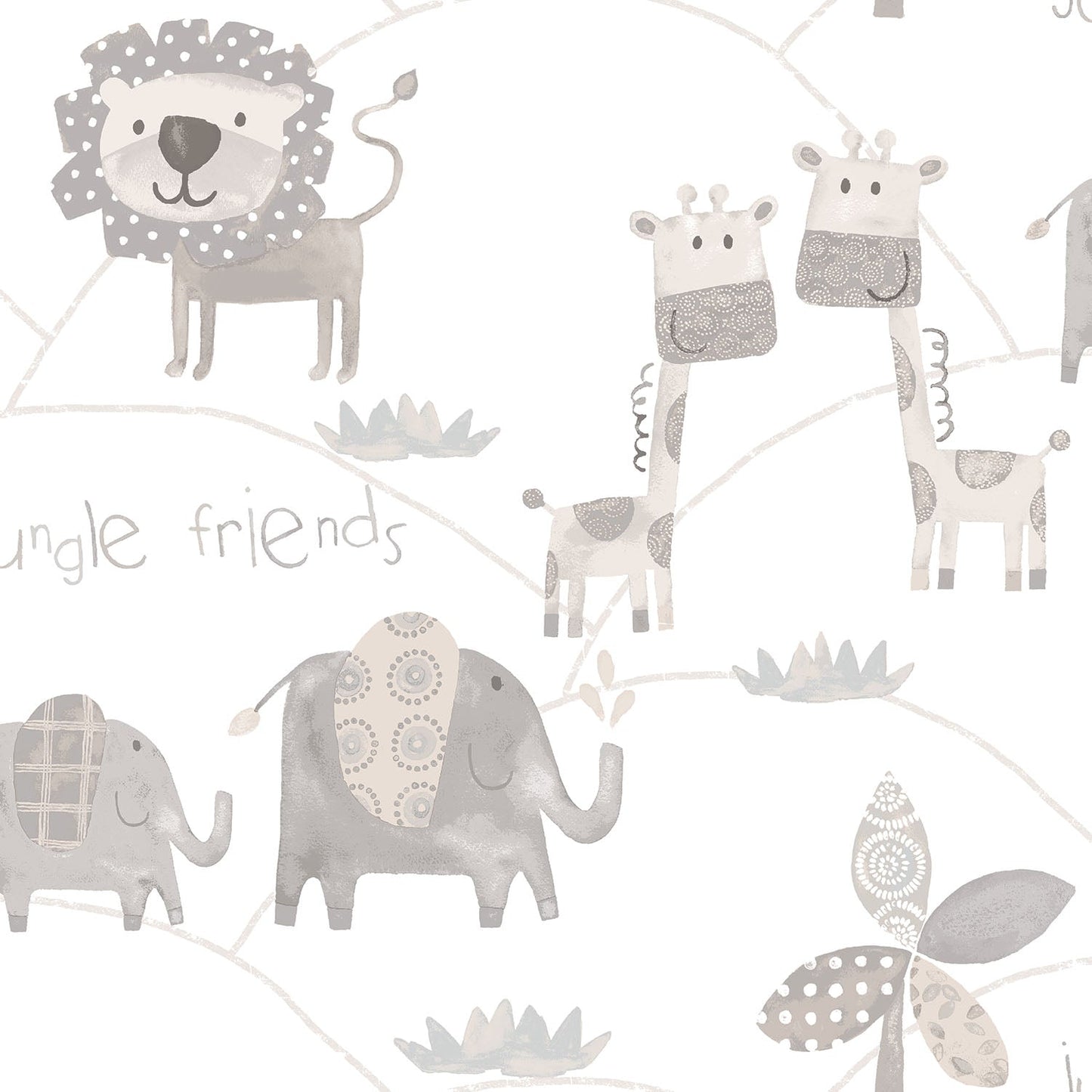 Just 4 Kids 2 Jungle Friends Wallpaper - Grey / Taupe - Galerie - G56505Wallpaper199