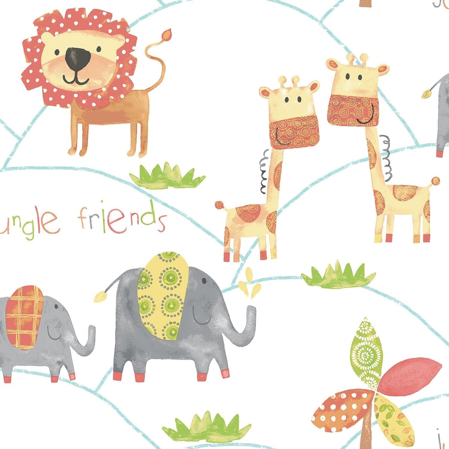 Just 4 Kids 2 Jungle Friends Wallpaper - Orange / Green - Galerie - G56023Wallpaper199