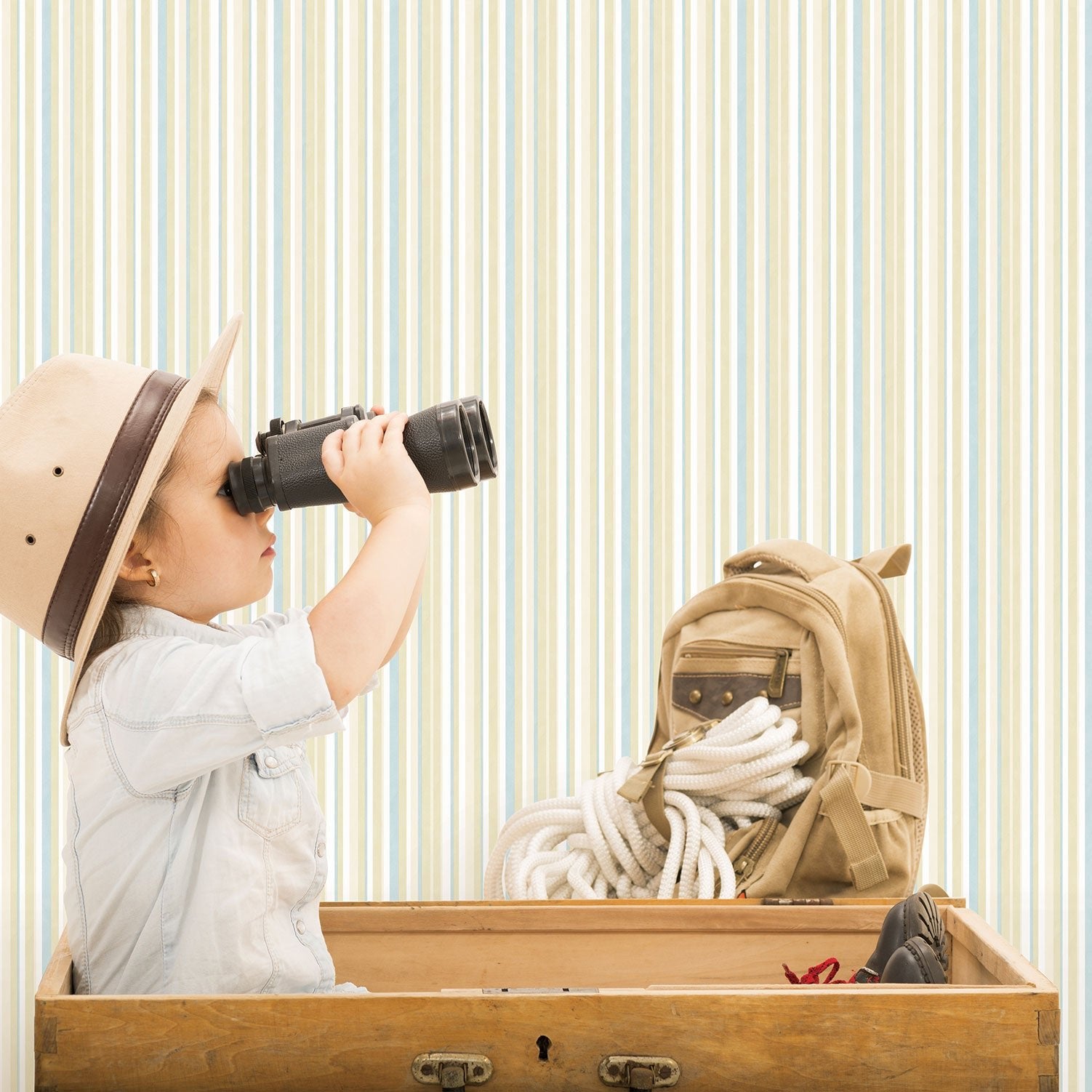 Just 4 Kids 2 Multi Stripe Wallpaper - Cream / Blue - Galerie - G56500Wallpaper199