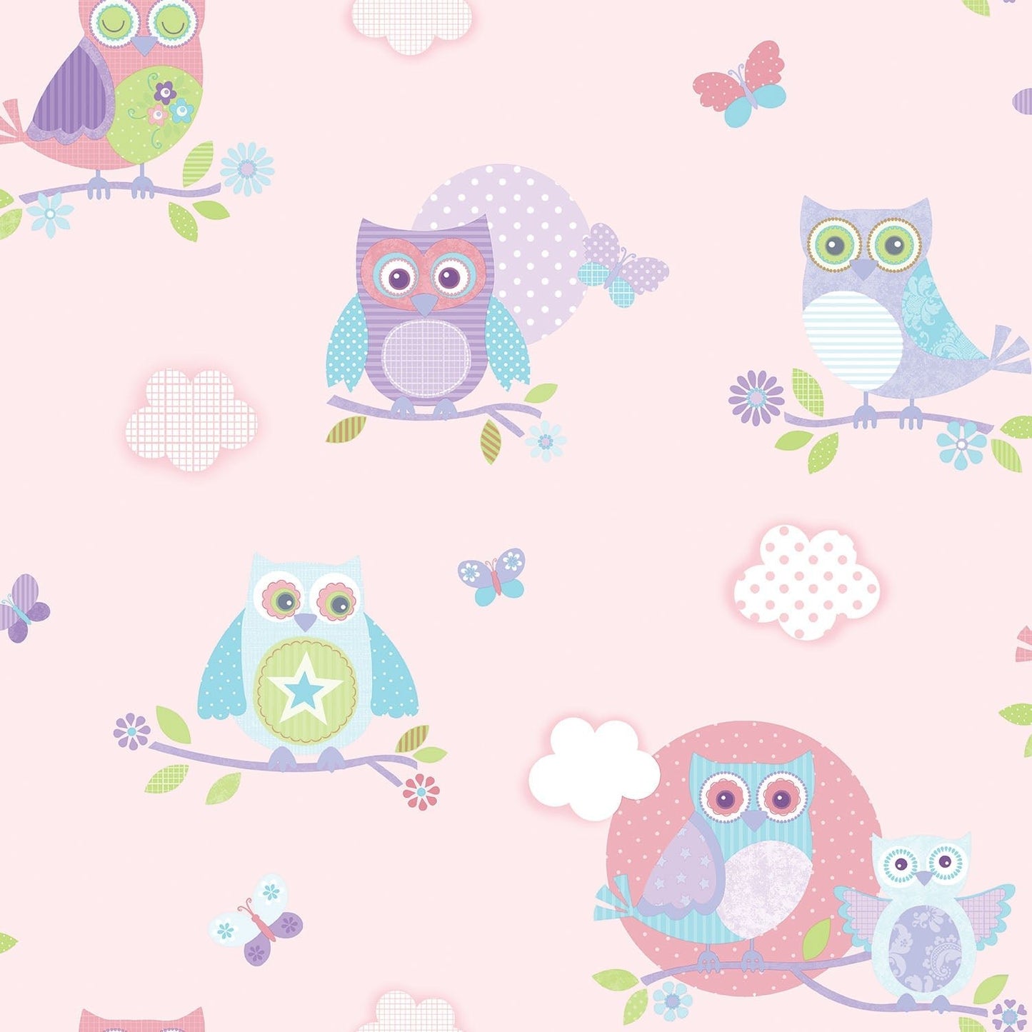 Just 4 Kids 2 Owls Wallpaper - Pink - Galerie - G56036Wallpaper199
