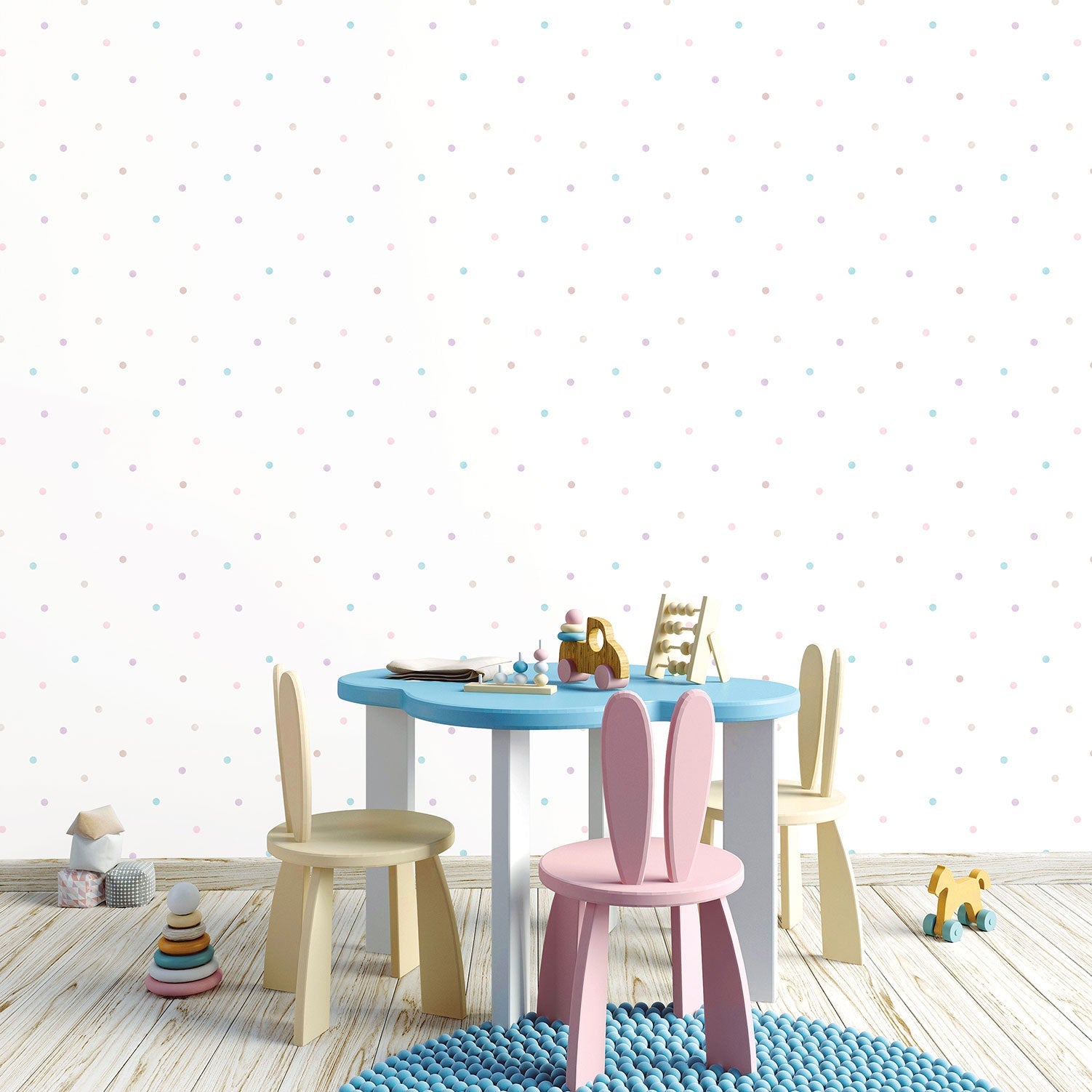 Just 4 Kids 2 Spots Wallpaper - Lilac / White - Galerie - G56522Wallpaper199