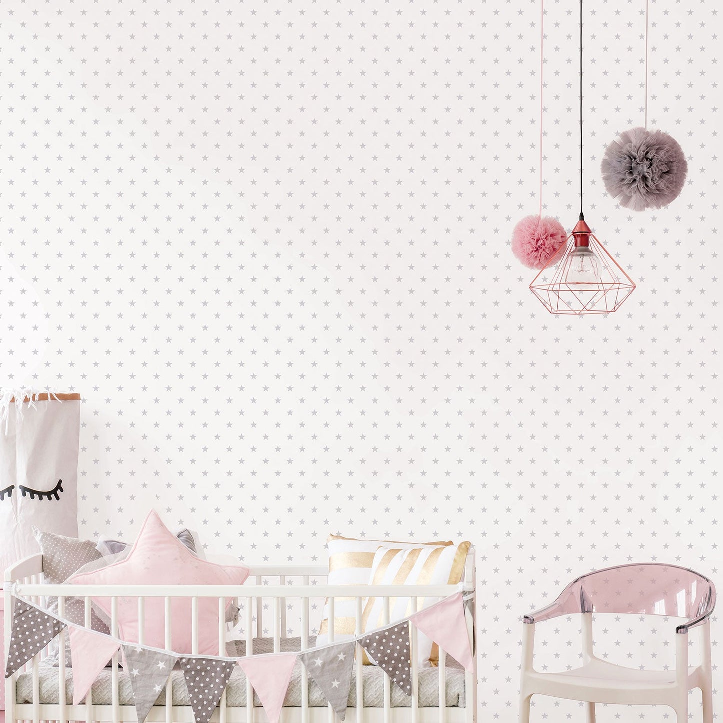 Just 4 Kids 2 Stars Wallpaper - Light Grey / White - Galerie - G56551Wallpaper199