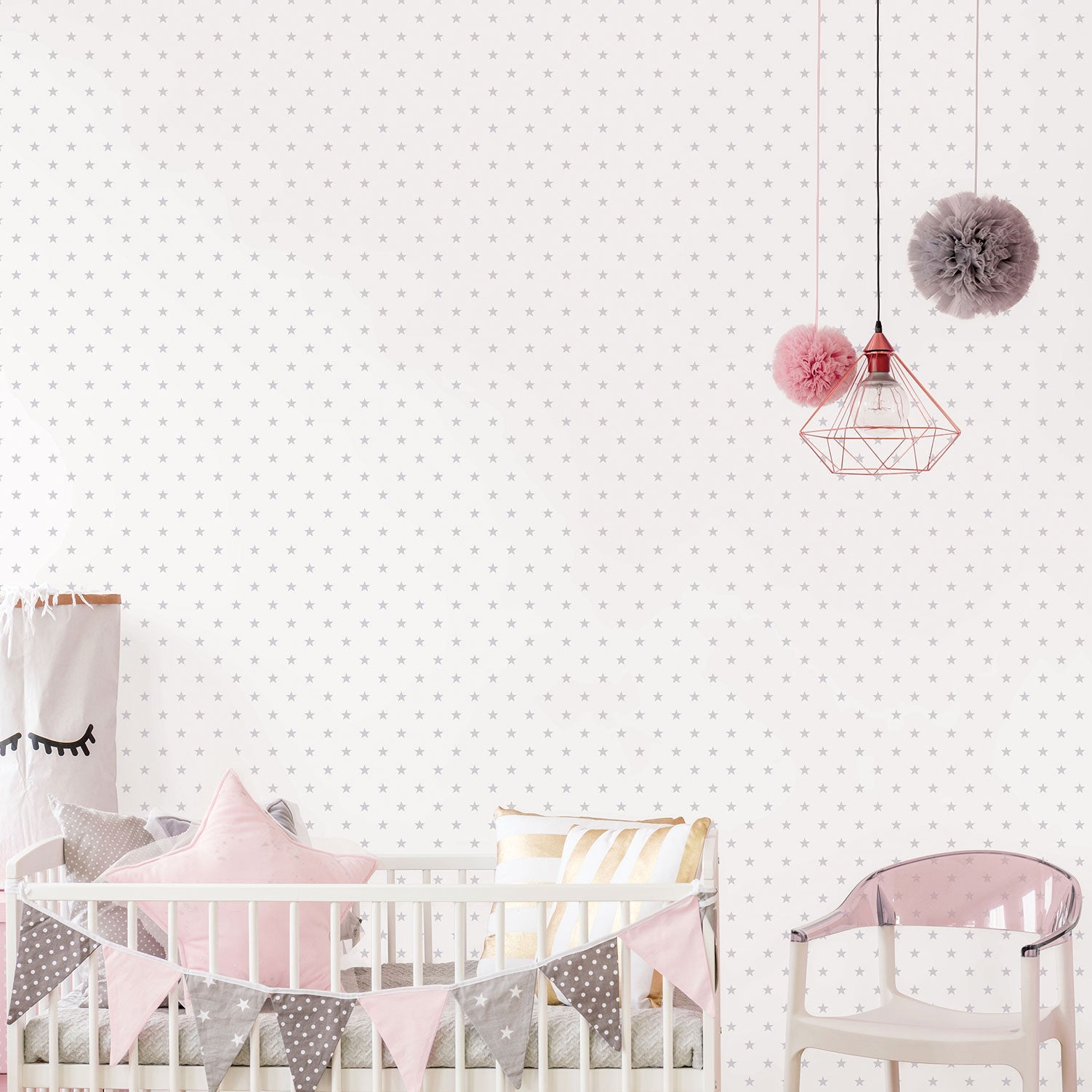 Just 4 Kids 2 Stars Wallpaper - Light Grey / White - Galerie - G56551Wallpaper199