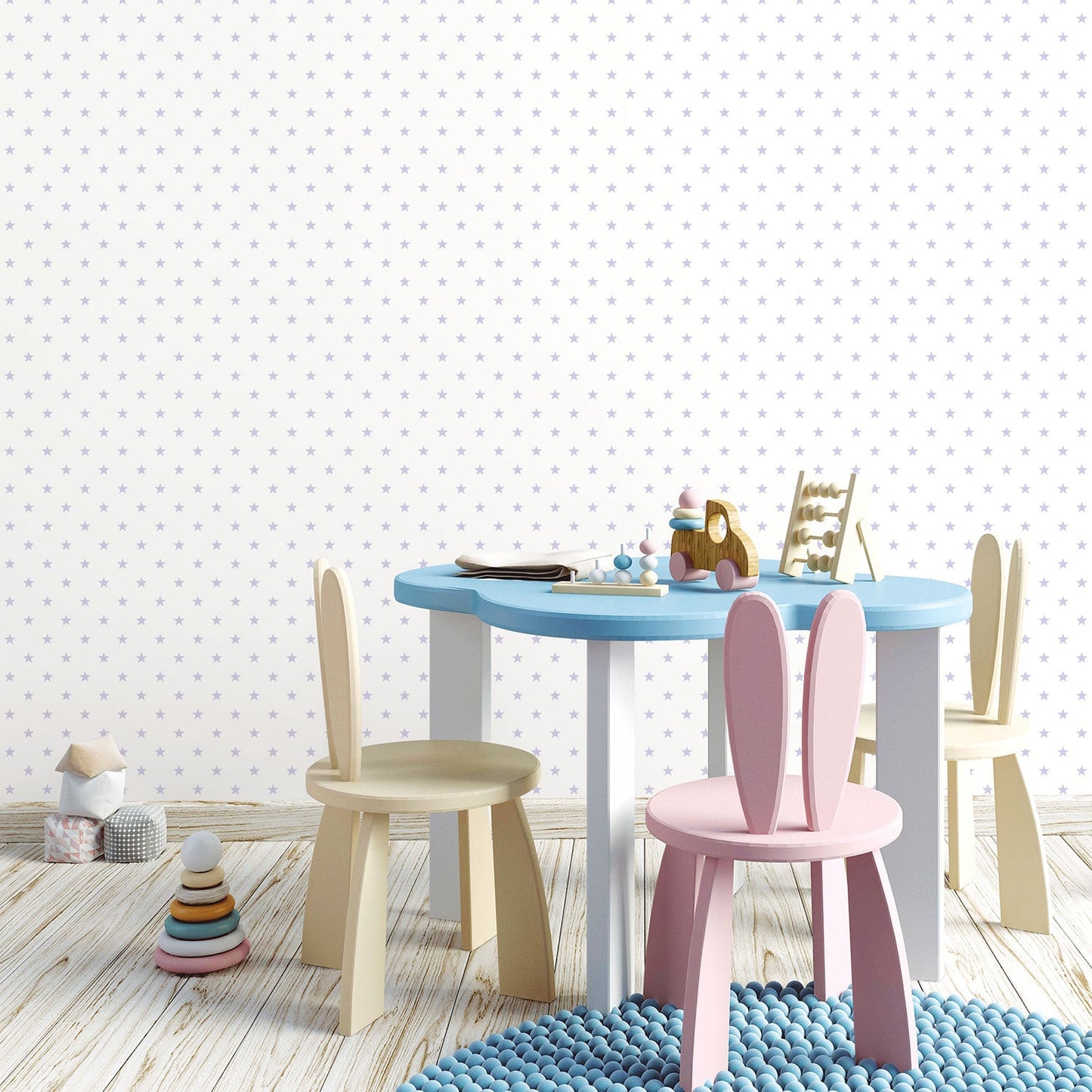 Just 4 Kids 2 Stars Wallpaper - Lilac / White - Galerie - G56549Wallpaper199
