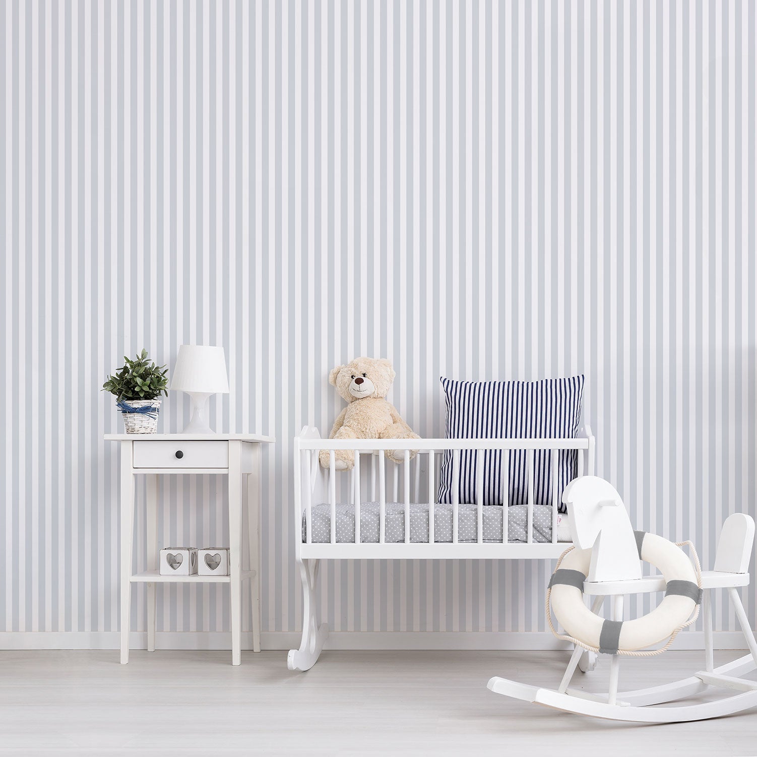 Just 4 Kids 2 Stripe Wallpaper - Deep Grey / White - Galerie - G56517Wallpaper199