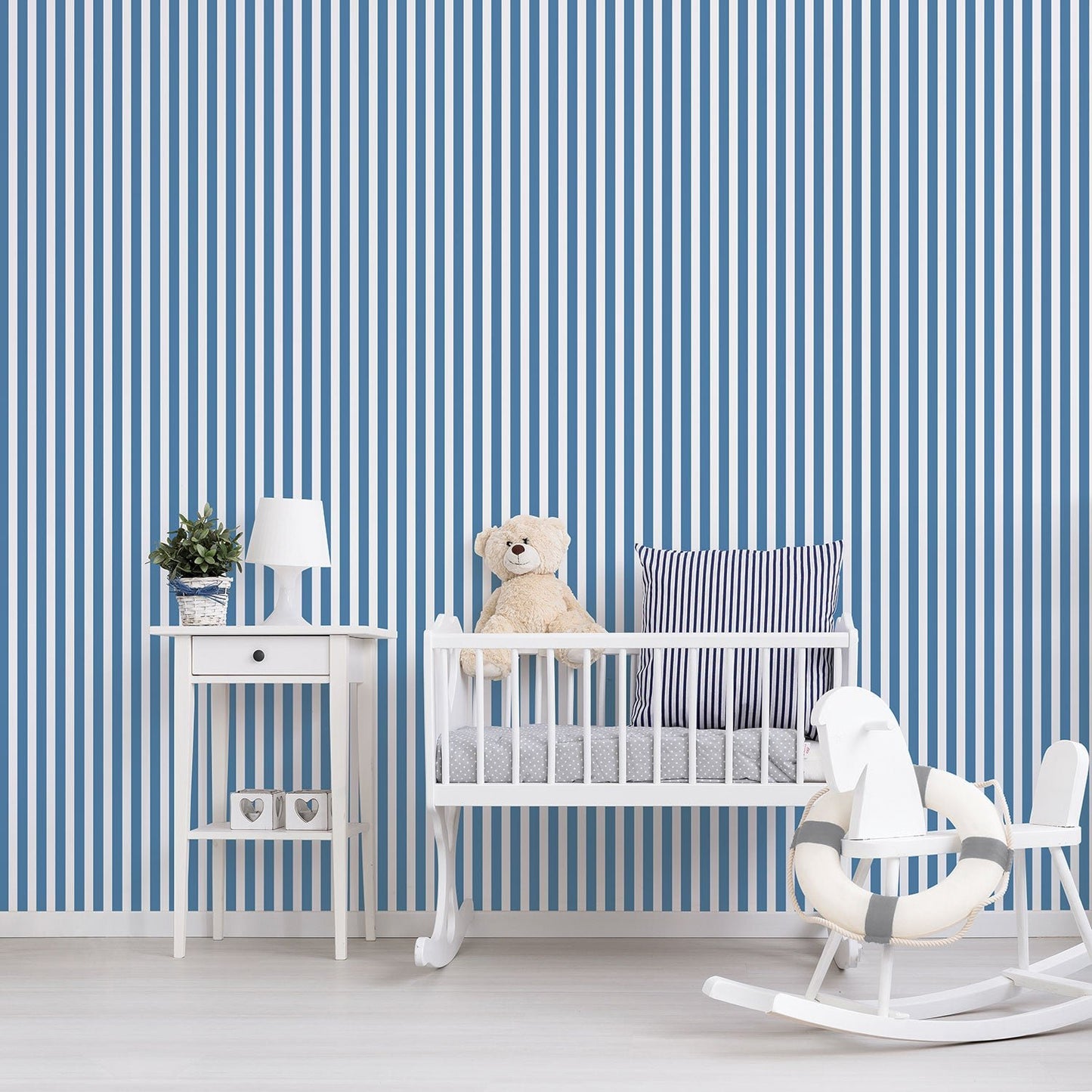 Just 4 Kids 2 Stripe Wallpaper - Teal / White - Galerie - G56516Wallpaper199