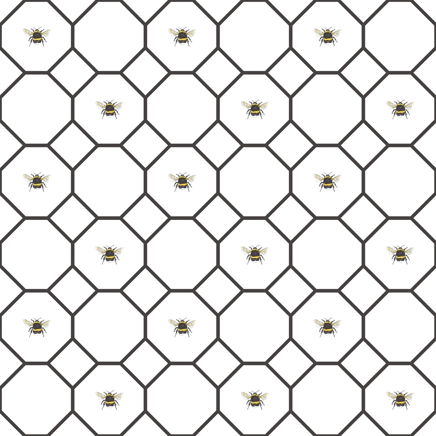 Just Kitchens Bee Hive With Bees Wallpaper - White / Black - Galerie - G45406Wallpaper199