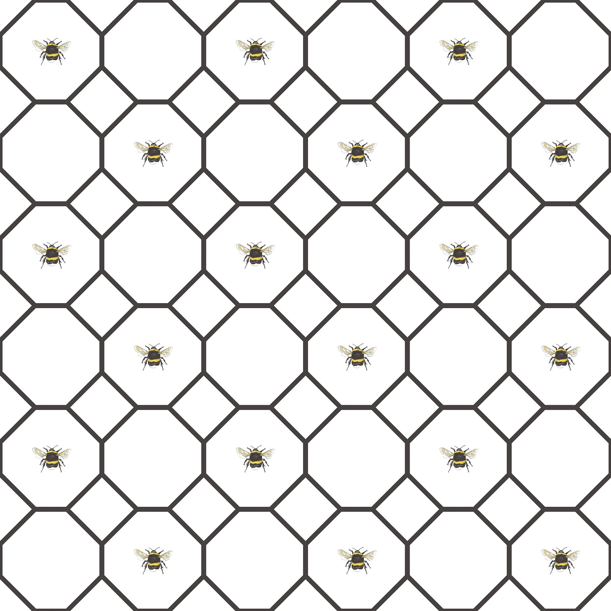 Just Kitchens Bee Hive With Bees Wallpaper - White / Black - Galerie - G45406Wallpaper199