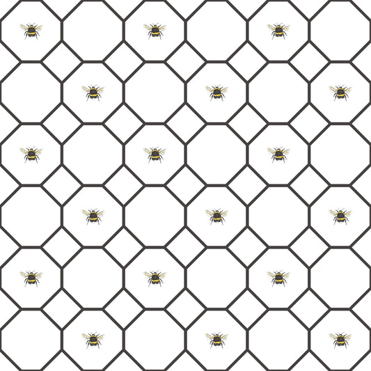 Just Kitchens Bee Hive With Bees Wallpaper - White / Black - Galerie - G45406Wallpaper199