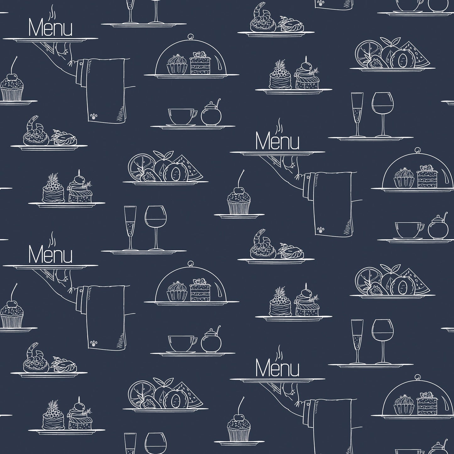 Just Kitchens Chalkboard Menu Wallpaper - Navy - Galerie - G45407Wallpaper199