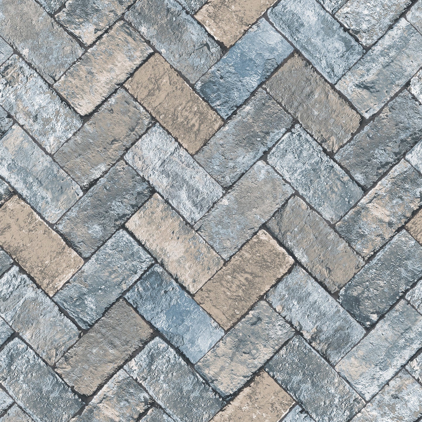 Just Kitchens Herringbone Brick Wallpaper - Blues / Taupe - Galerie - G45425Wallpaper199