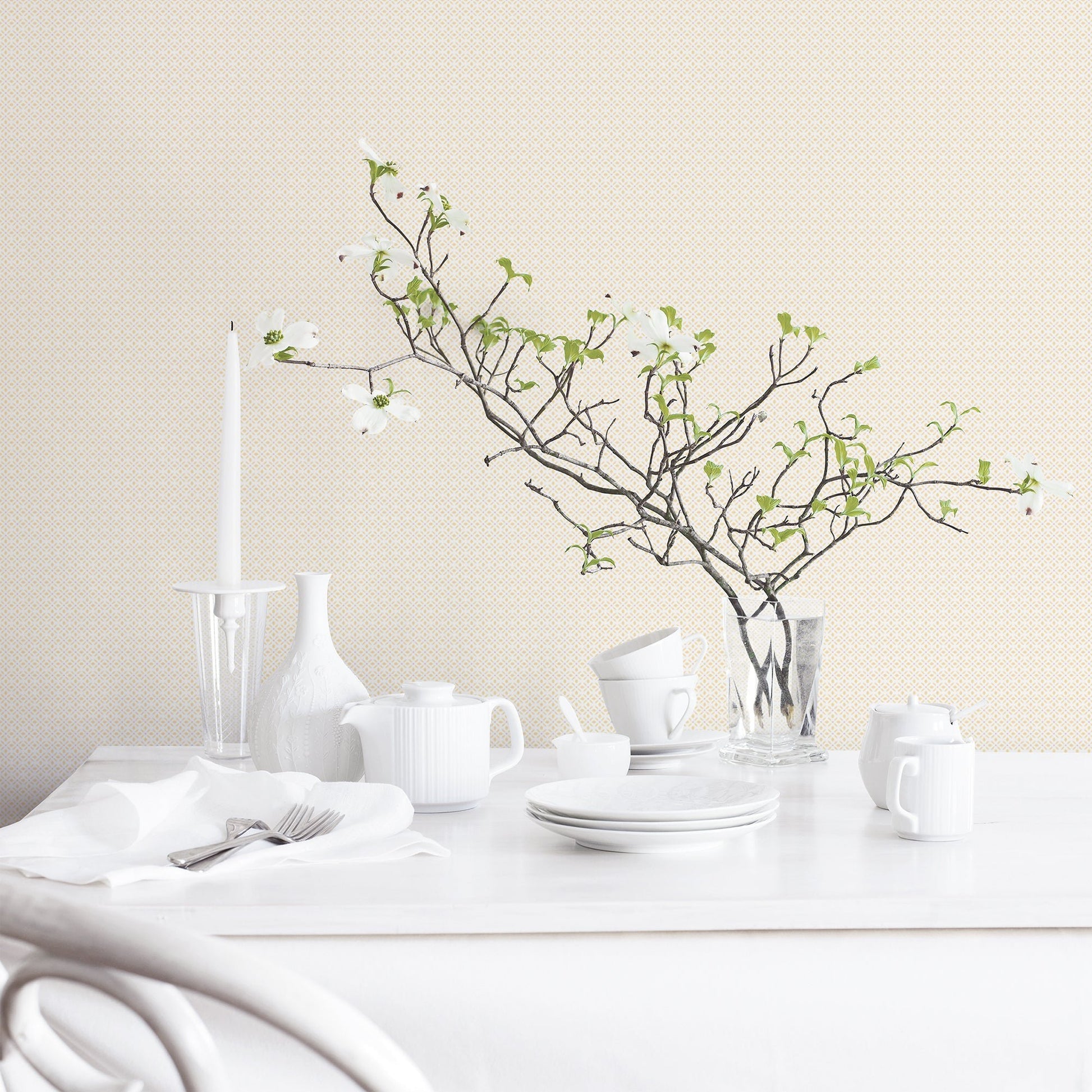 Just Kitchens Leaf Dot Spot Wallpaper - Beige - Galerie - G45435Wallpaper199