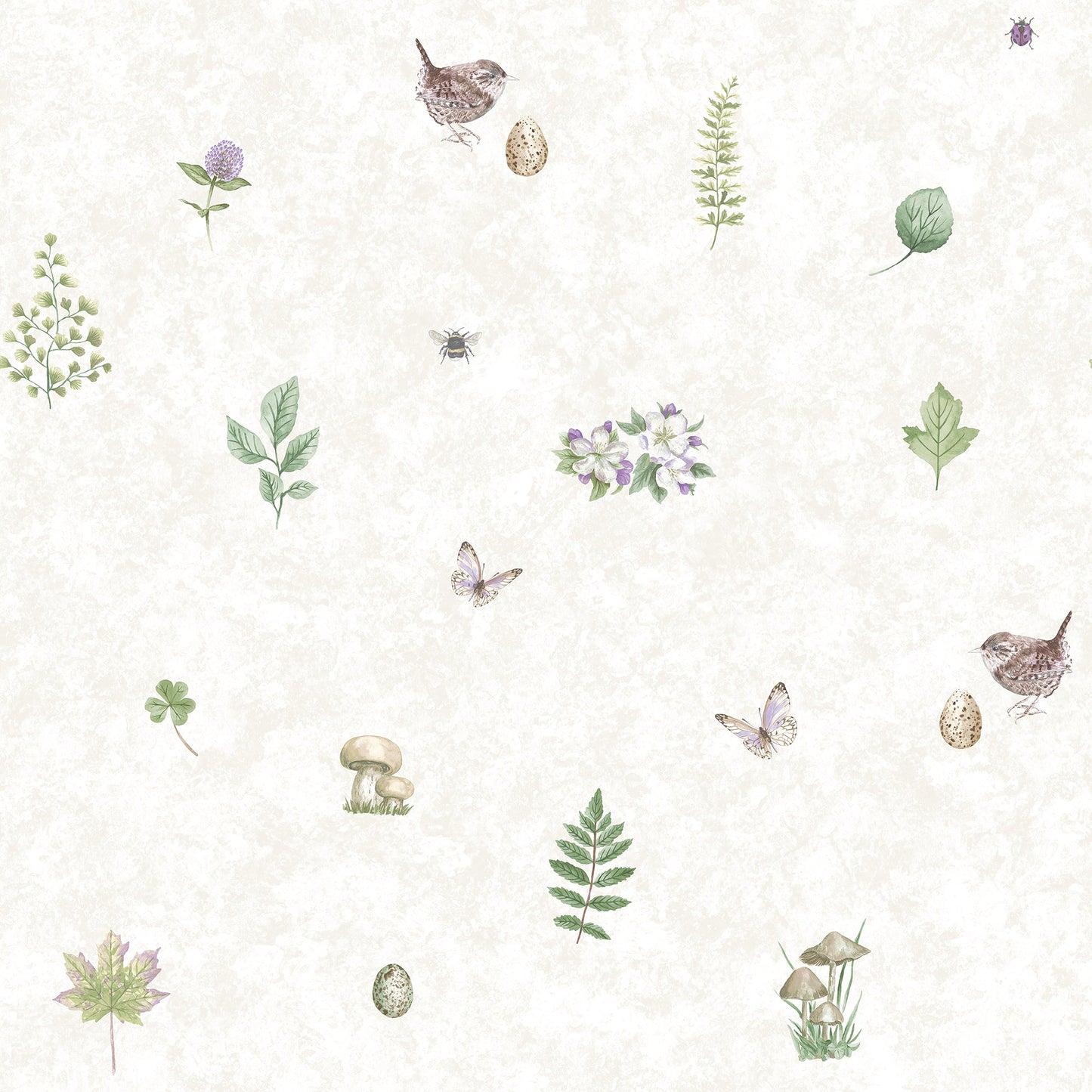 Just Kitchens Meadow Spot Wallpaper - Beige / Green / Lilac - Galerie - G45442Wallpaper199