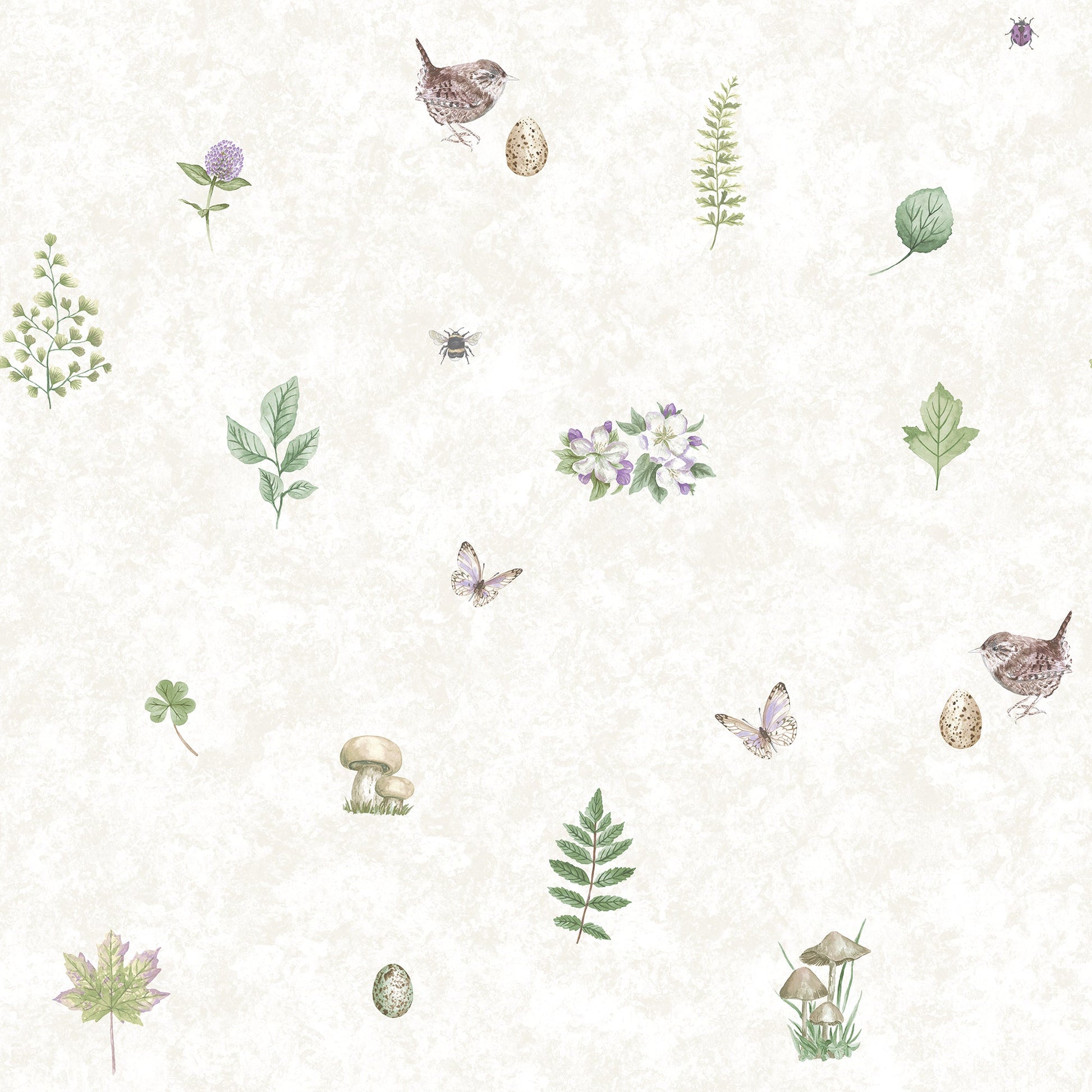 Just Kitchens Meadow Spot Wallpaper - Beige / Green / Lilac - Galerie - G45442Wallpaper199
