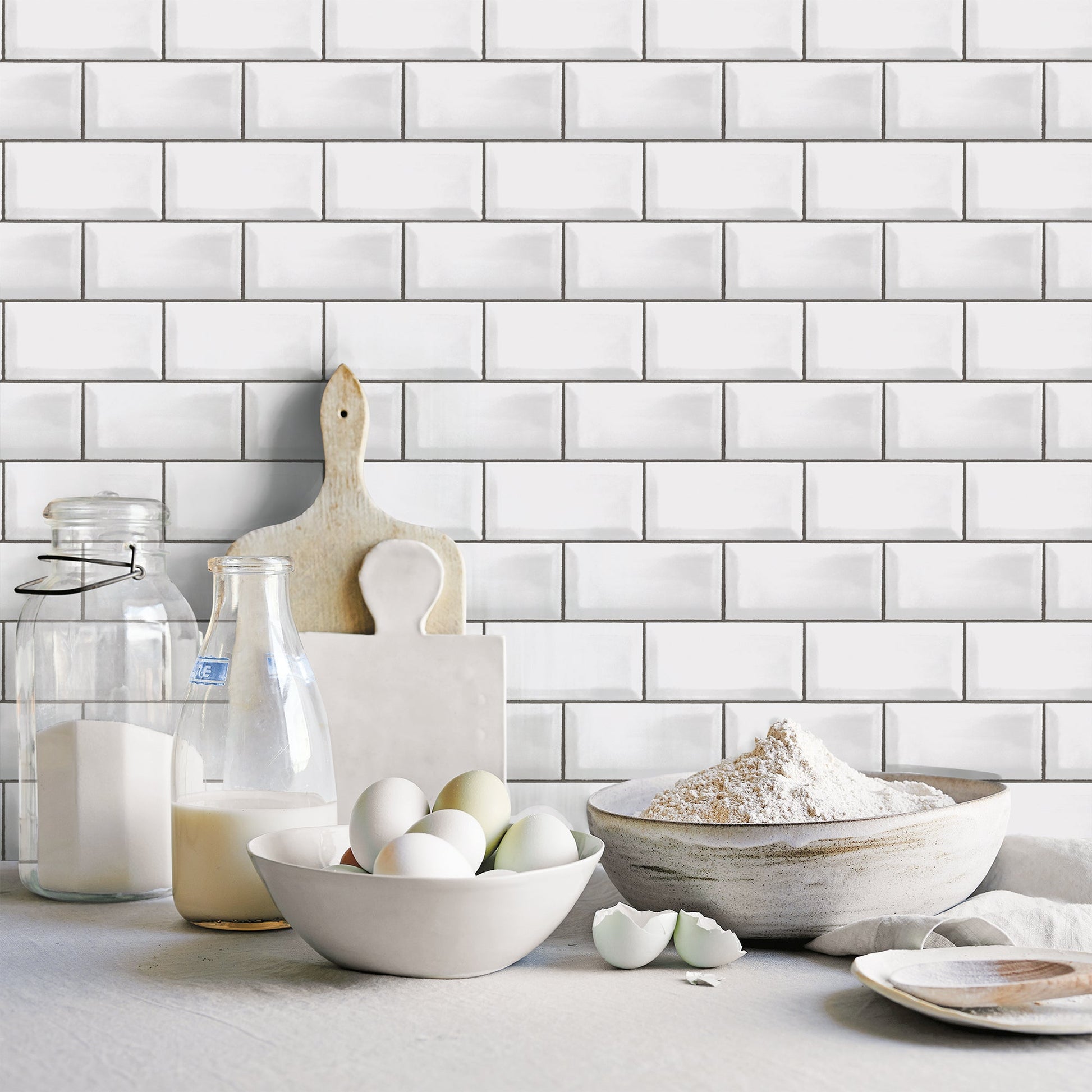 Just Kitchens Metro Tile Wallpaper - Black / White - Galerie - G45445Wallpaper199
