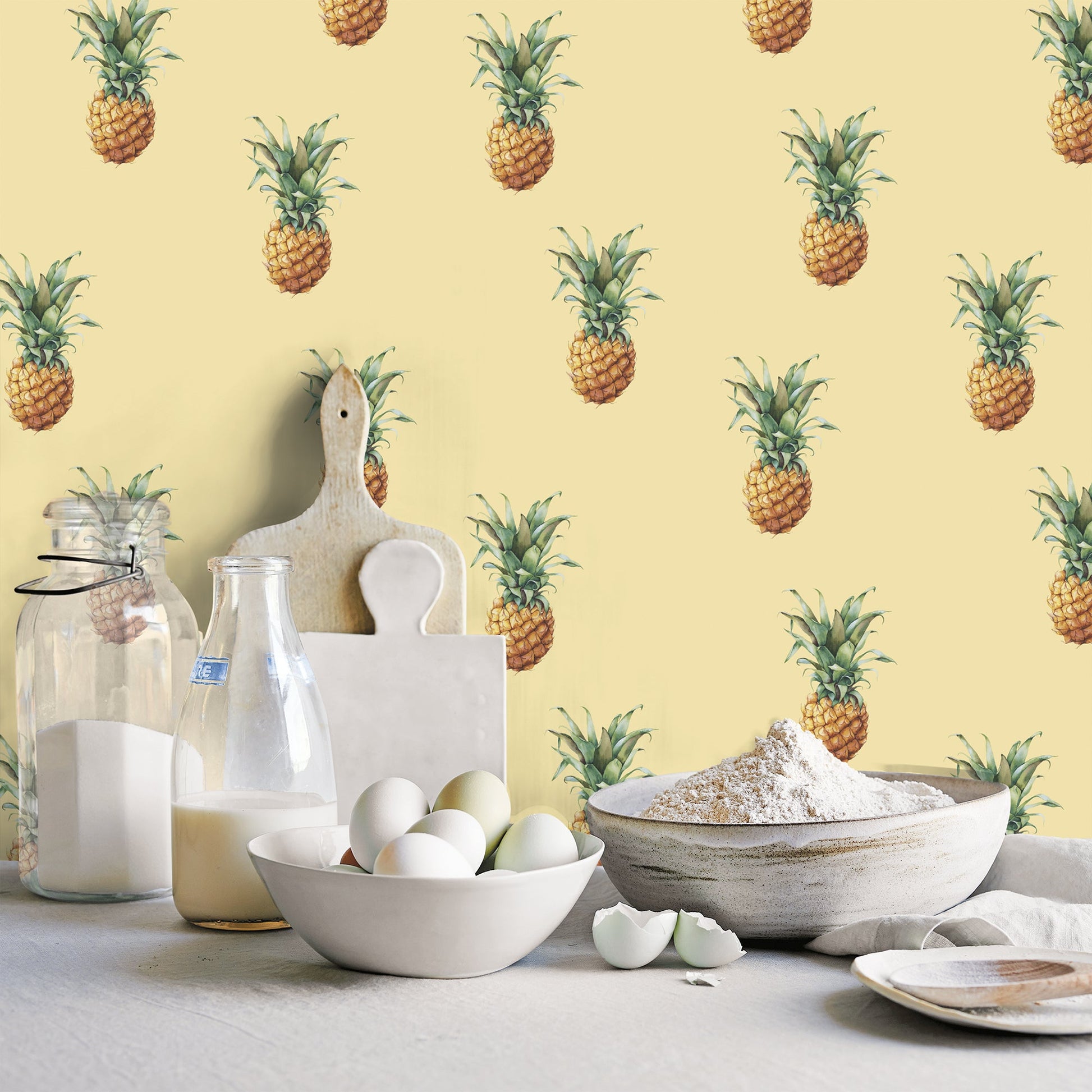 Just Kitchens Pineapples Wallpaper - Yellow - Galerie - G45452Wallpaper199