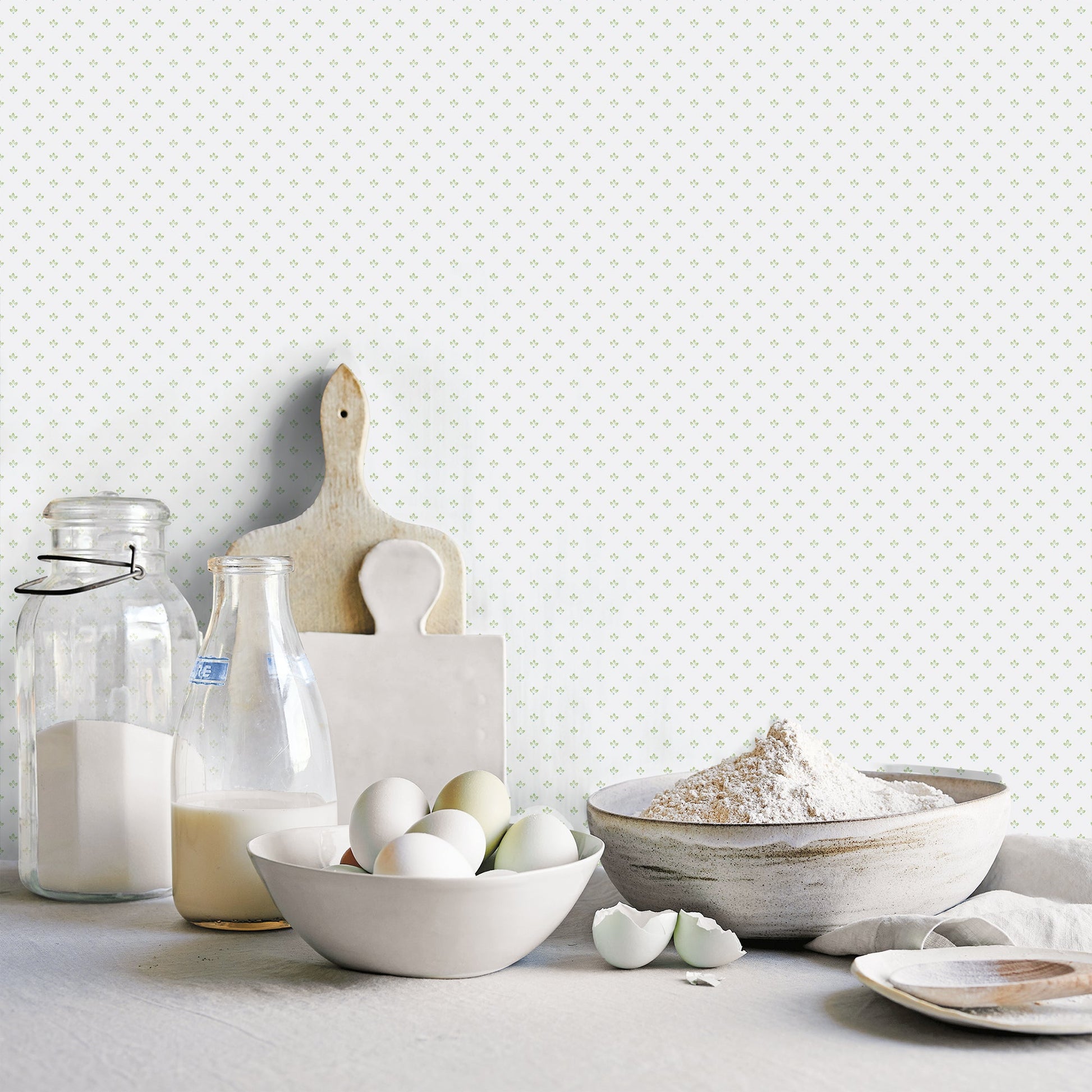 Just Kitchens Tri Leaf Wallpaper - Green / Blue - Galerie - G45463Wallpaper199