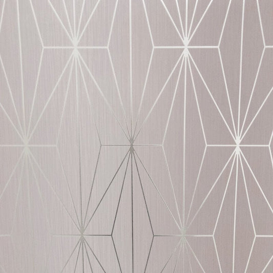 Kayla Geometric Gold Foil Metallic Wallpaper - Blush/Silver - Muriva - 703012Wallpaper199