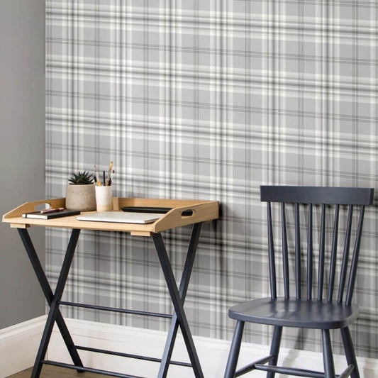 Kelso Check Wallpaper - Light Grey - Catherine Lansfield - 165521Wallpaper199