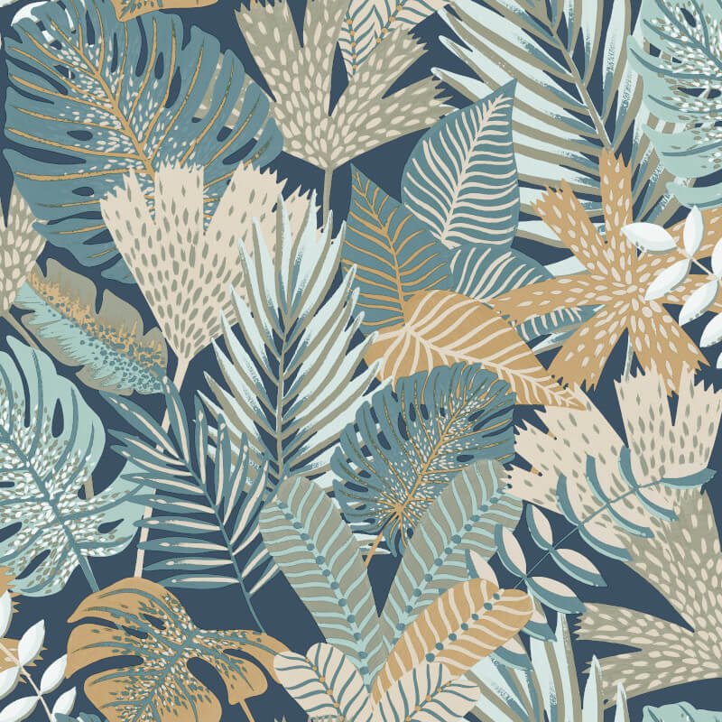 Khasi Jungle Wallpaper - Blue Multi - Muriva - M36901Wallpaper199