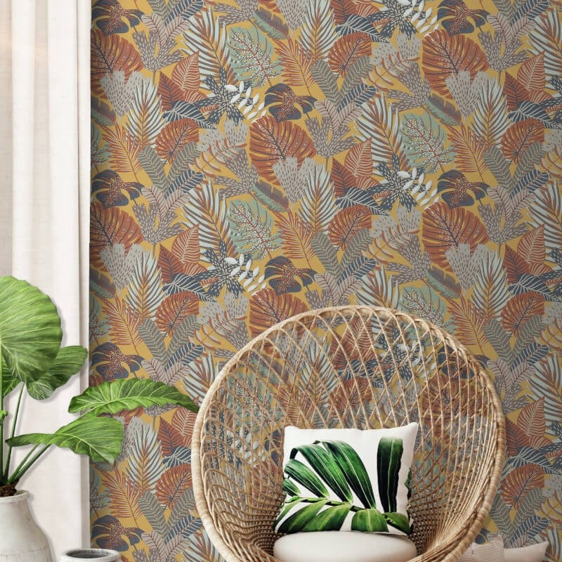 Khasi Jungle Wallpaper - Ochre Multi - Muriva - M36902Wallpaper199