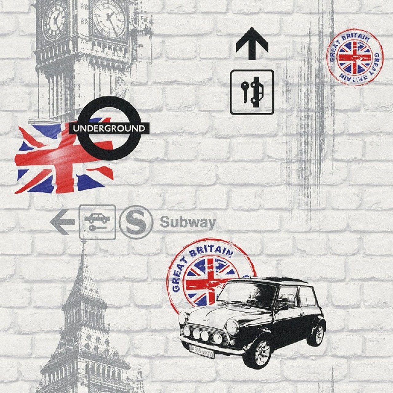Kids Club London Brick Wallpaper - White Multi - Rasch - 234800Wallpaper199